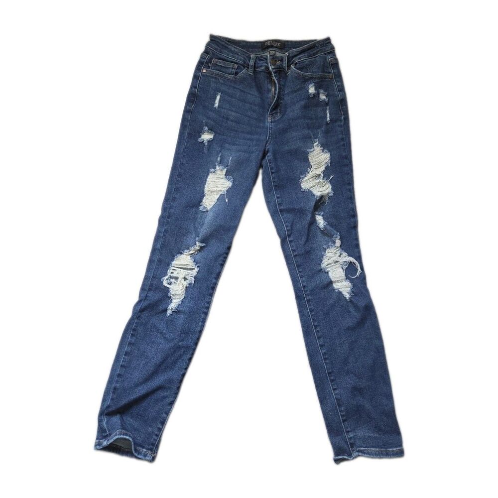 Judy Blue Boyfriend Fit Distressed Ripped Medium Wash Jeans Size 3/26 EUC